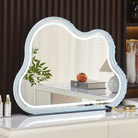 Miroir LED mural en forme de champignon pour coiffeuse, en verre acrylique, éclairé, pour usage domestique, mariage, ou cadeau de pendaison de crémaillère