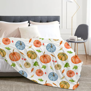 Fall Pumpkin <strong>Throw</strong> Blanket Watercolor Leaves Plush Flannel Blanket Soft Fall <strong>Throw</strong> for Home Couch Sofa Thanksgiving Decor - Product Image 6