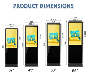43 55 אינץ מקורה רצפת Stand LCD מסך מגע קיוסק תצוגת פרסום משחק ציוד דיגיטלי שילוט טוטם