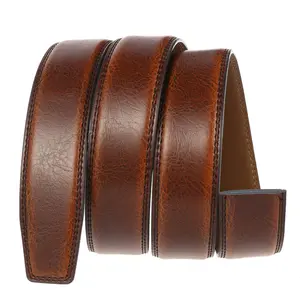 Promotional High Quality Replacement Leather Strap Genuine Leather Ratchet Belt Strap without Buckle