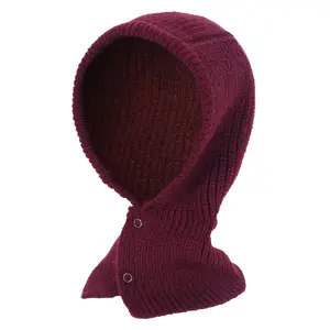 Pullover Cap Winter Warm Hooded Scarf Custom Knitted Neck Gaiter For Women