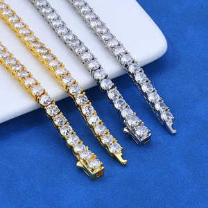 Heavy Real Gold Coating S925 Silver Shared Prong Moissanite Inline Iced Tennis <b>Bracelets</b> Custom Hip Hop Fine Jewelries OEMs B2B - Product Image 3