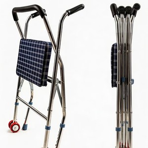 Xunhui <b>Walker</b> With Seat And Wheels Stainless Steel Fabric Walking Aid For <b>Elderly</b> Rehabilitation Assistance - Product Image 3