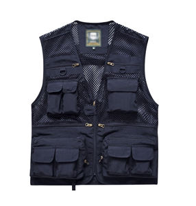 OEM personnalisé multi-poches hommes utilitaire gilet hommes en gros extérieur maille pêche tir <span class=keywords><strong>photographe</strong></span> journaliste gilet - Product Image 5