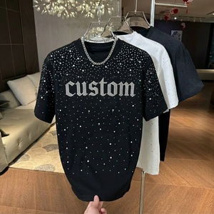 T-shirt en coton de <span class=keywords><strong>luxe</strong></span> pour hommes, personnalisé avec strass, délavé à l'acide, coupe oversize et carrée, <span class=keywords><strong>vêtement</strong></span> de haute qualité pour la vente en gros - Product Image 1