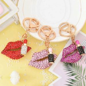 Hot Sale Lip Gloss Keychain Holder Girly Charm Shiny Rhinestone Lipgloss Lipstick Keyring - Product Image 3