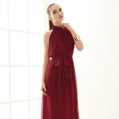 Custom Hot Selling Chiffon Bohemian Floor Length Long Casual Dress for Women
