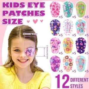 Patchs oculaires adhésifs pour enfants, filles, tout-petits, patchs oculaires en vrac, matériau respirant, blocage de la lumière, coton, motifs colorés et amusants - Product Image 6