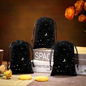 Custom <b>Dice</b> Jewelry Gift Wrap Wedding Anniversary Draw String Moon Stars Black Velvet Dust <b>Bag</b> for Candle - Product Image 5
