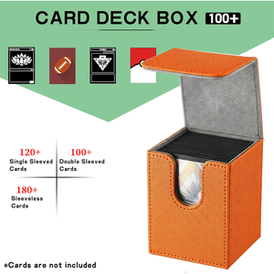 Boîte à cartes en cuir scintillant prête à être expédiée, capacité 100+ cartes |   Boîte de rangement verticale pour cartes TCG, livraison rapide |   Logo personnalisé - Product Image 4