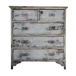 Chinese antique oriental wooden furniture distressed painted storage cabinet chest of drawers