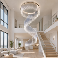 Lustre en cristal en spirale longue Zeal Lighting, hauteur réglable, anti-éblouissement, lampe suspendue LED moderne de style nordique pour hall d'hôtel, villa