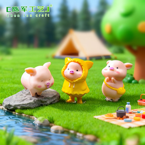 Figurine de cochon mignon en tissu jaune Weij Landscape, accessoires de décoration de scène DIY, petit ornement de bureau - Product Image 4
