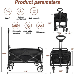 E-RIKE Buiten Opvouwbare Strandwagenkar Zware <span class=keywords><strong>Trolley</strong></span> Opvouwbare Opvouwbare Kampeerwagen Handkarren Met Tafel - Product Image 4