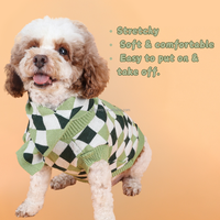 Pull en tricot à carreaux mignon pour animaux de compagnie, gilet respirant et chaud pour chien et chat, vêtement d'hiver doux et confortable pour animaux avec écharpe