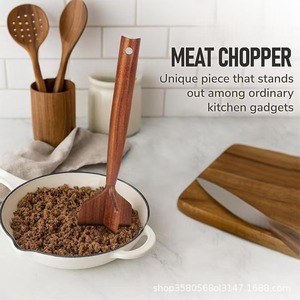 Wooden Potato Masher Solid Wood Handheld Kitchen Tool Minimalist Style Eco Friendly <b>Meat</b> Poultry Tools - Product Image 2