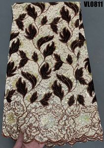 Yüksek Kalite Toptan Kadife Gipür Dantel 5 Yard Afrika Kumaşı Moda ve Lüks Giysiler İçin - Product Image 3