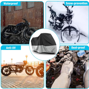Housse de moto personnalisée avec logo, imperméable, en polyester Oxford, protection UV, anti-poussière, disponible en noir/argenté, tailles XL XXL - Product Image 4