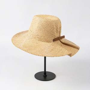 Chapeau de soleil en paille de raphia plissé double couche avec boucle de ceinture, style Fedora Jazz, pour femme, nouvelle collection été, vente en gros - Product Image 2