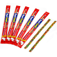 Hete Aanbieding Zure Lange Strip Gummy Candy 18g Gemengde Fruit Smaak Kleurrijke Kraal Zachte Snoepjes 20 Strips Hangende Groothandel OEM