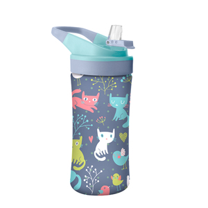 Wholesale BPA free personalized cute children bottles frosted unicorn water bottle plastic kids water bottle with straw lid