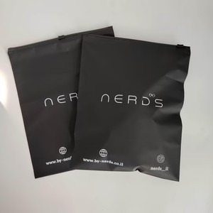 Online Shopping Reusable 12*16inch Matte Black Shipping Bag Plastic Zipper Bags Custom Printed White Logo Polybags for Packaging - Product Image 5
