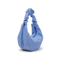 Großhandel Niedliche Schicke Karierte Rüschen-Dumpling-Tasche Verstellbare Wasserdichte Baumwoll-Canvas Halbmond-Schultertasche für Damen