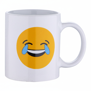 Tazza in porcellana da 33cl, bianca, con emoticon - ridendo/piangendo - Product Image 2
