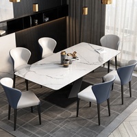 Table à Manger Moderne Style Nordique Luxe Léger Table à Manger en Marbre Ardoise Minimaliste Italienne pour Maison avec Chaises