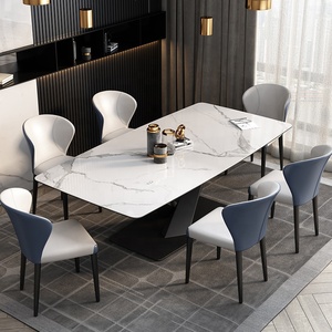 Bàn ăn hiện đại Bàn ăn bằng đá cẩm thạch sang trọng nhẹ nhàng kiểu Bắc Âu Bàn ăn và ghế gia đình bằng đá phiến tối giản kiểu Ý - Product Image 5