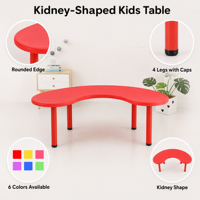 Table d'activités pour enfants en forme de rein avec bords arrondis pour la maternelle, la salle de classe et le centre d'apprentissage à domicile