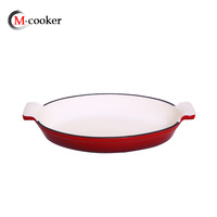Vente chaude 26/30/34cm Plat Ovale Pan Set En Métal En Forme De Poisson Rôtissoire Plats De Cuisson Deux Oreilles Plat En Fonte Émaillée Plat Pan