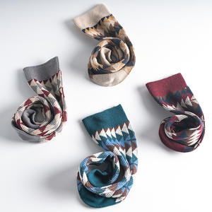 Kaus kaki pria rajutan jarum ganda nyaman bersirkulasi katun Comb musim kualitas tinggi kaus kaki pria belah ketupat kasual - Product Image 5