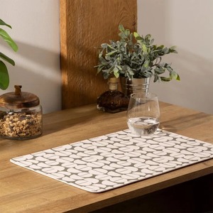 MANTOLES INDIVIDUALES DE PU CON DECORACIÓN SEMICIRCULAR BEIGE/VERDE 45X30CM - Product Image 1