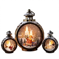 Décoration de Noël vintage, veilleuse lumineuse en plastique, pièce décorative pour vitrine, accessoire de décoration de table, arrangement d'éclairage d'ambiance