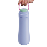 Botella de Agua Aislada con Agarre Delgado para Niños, de Acero Inoxidable, con Cierre al Vacío, Botón de Apertura, Boquilla Plegable y Asa