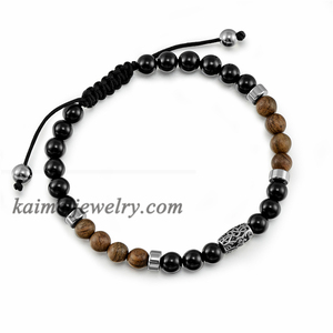 Nuovo Arrivato Logo Personalizzato Fatto A Mano Macrame Del Braccialetto di Pietra In Rilievo Dei Braccialetti Per Gli Uomini - Product Image 3