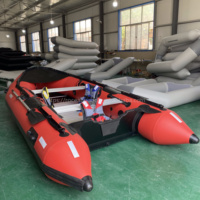 Bateaux de pêche gonflables OEM à bande de caoutchouc, bateaux à bateau pneumatique avec auvent et roues