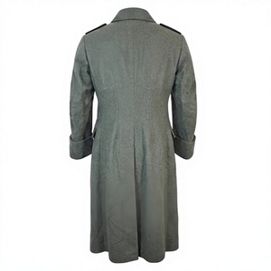 Manteau d'extérieur pour homme en laine grise, double boutonnage, imperméable, écologique, uniforme de reconstitution historique Seconde Guerre mondiale, avec vraie fourrure de renard - Product Image 6
