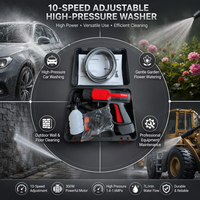 Nettoyeur haute pression sans fil 300W, 10 vitesses réglables, moteur sans balais, 21000 tr/min, débit de 7 L/min, pistolet à eau haute pression, nettoyeur portable