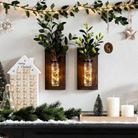 Pot Tanaman Dinding untuk Tanaman Indoor, Dekorasi Kayu Kaca untuk Kamar Mandi, Vas Dinding Kayu Modern Farmhouse untuk Bunga Kering