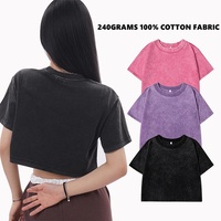 Camisetas Cortas de Verano para Mujer, Ajustadas, de Alta Calidad, con Lavado Ácido, Fabricadas en Fábrica