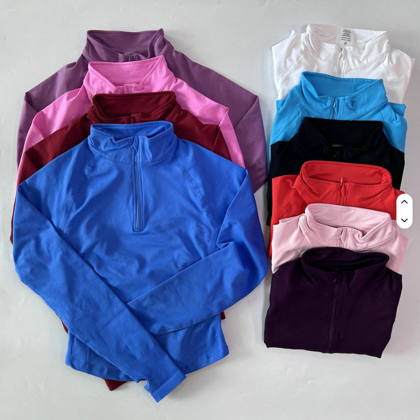 Ropa Deportiva Mujer Women's Long Sleeve Half Zip Yoga Jacket Seamless Workout Activewear Yoga Tops