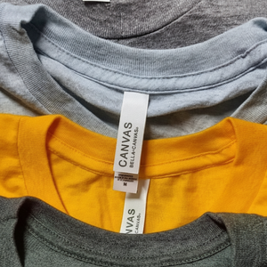 เสื้อยืดผ้าแคนวาสชายและหญิงผ้าแคนวาสสไตรผสมหลายสี - Product Image 2