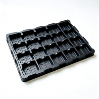 Plateau de retournement pour composants électroniques, thermoformé en plastique écologique noir, plateau d'emballage moulé sur mesure en usine