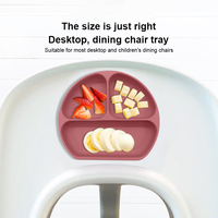 Assiette divisée pour enfants sans Bpa Logo personnalisé Assiette à dîner pour nouveau-né Assiette d'aspiration en silicone de qualité alimentaire pour l'alimentation de bébé