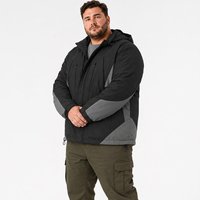 Chaqueta de Plumón para Hombre con Capucha, Cierre Completo, Bolsillos, Puños con Velcro, Cordones Ajustables, Cálida para Invierno, Tallas Grandes y Extra Grandes 6XL 7XL
