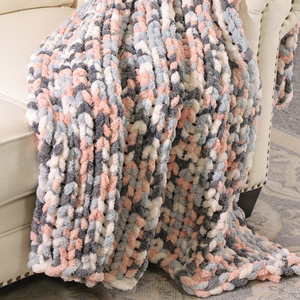 Luxe nature espace teinture couleur épais chaud confortable chenile gros tricot couverture prix de gros jeté de canapé personnalisé pour la décoration intérieure - Product Image 3