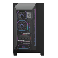 Zeromaster Panoramic PC Case ATX Mid Tower 3 Tempered Glass Panels Gaming Computer Case Dual Chamber Water Cooling Ready