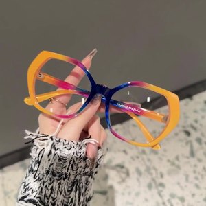 Lucky Colorful Women Spectacles Frame Double Color Retro Anti Blue Light Blocking <strong>Glasses</strong> Optical Prescription Eyeglasses - Product Image 2
